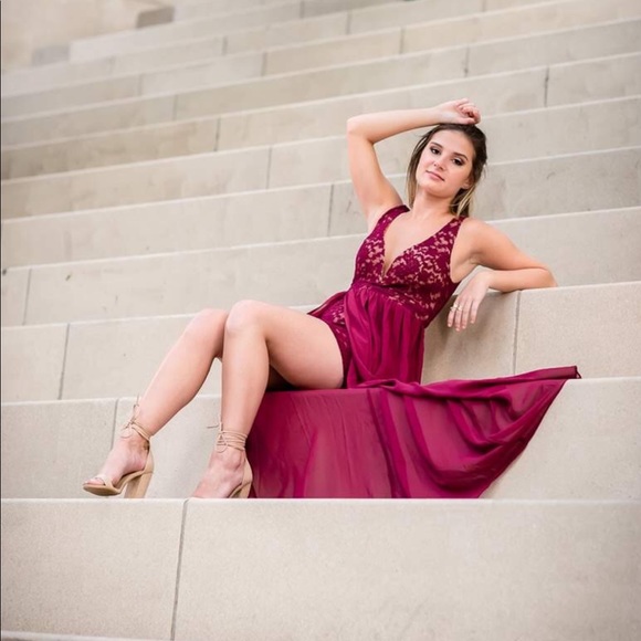 Burgundy/maroon long dress - Picture 3 of 4